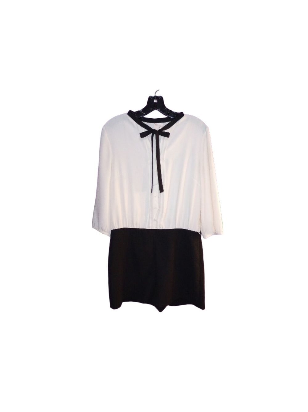Forever 21 long sleeve shorts one piece romper. Black and White. Size Large
